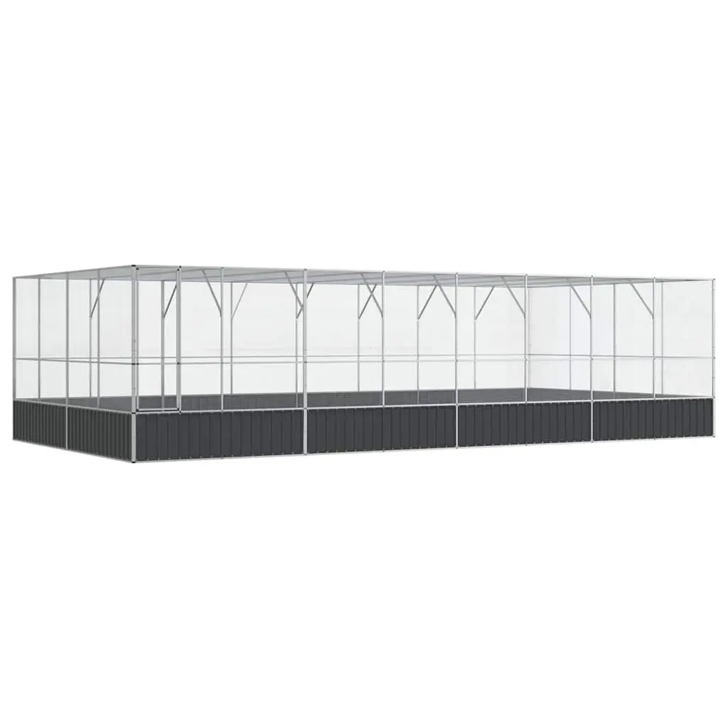 Bird Aviary Silver Large Outdoor Cage Steel Mesh Enclosure with Extension