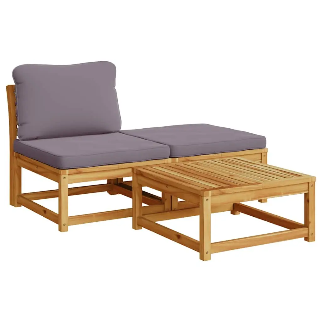 5 Piece Garden Lounge Set Brown Modular Sectional Sofa with Cushions