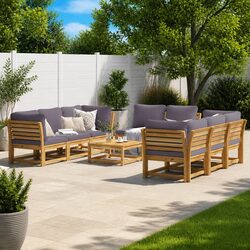 Concise 9-Piece Outdoor Lounge Set with Cushions