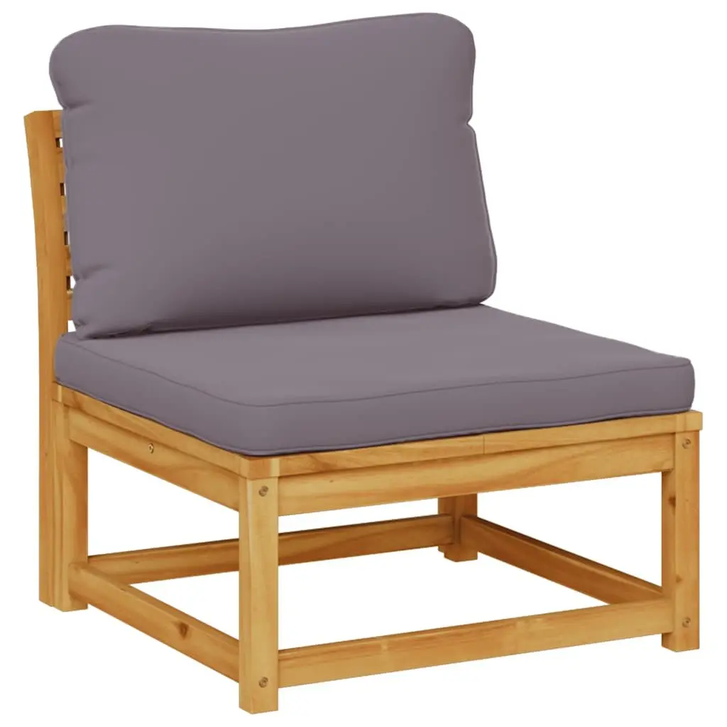 Garden Lounge Set Brown 5 Piece Outdoor Sectional Sofa Solid Acacia Wood with Cushions