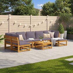 8 Piece Outdoor Lounge Sectional Sofa Set Garden Patio Furniture with Cushions