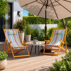 Concise Multicolour Beach Chairs Set of 2 for Relaxing