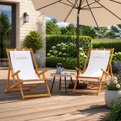 Cream Outdoor Folding Chairs 2 pcs - Compact & Reliable