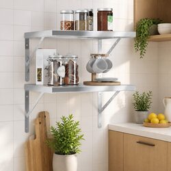 Floating Wall Shelves 50x40 cm in Silver