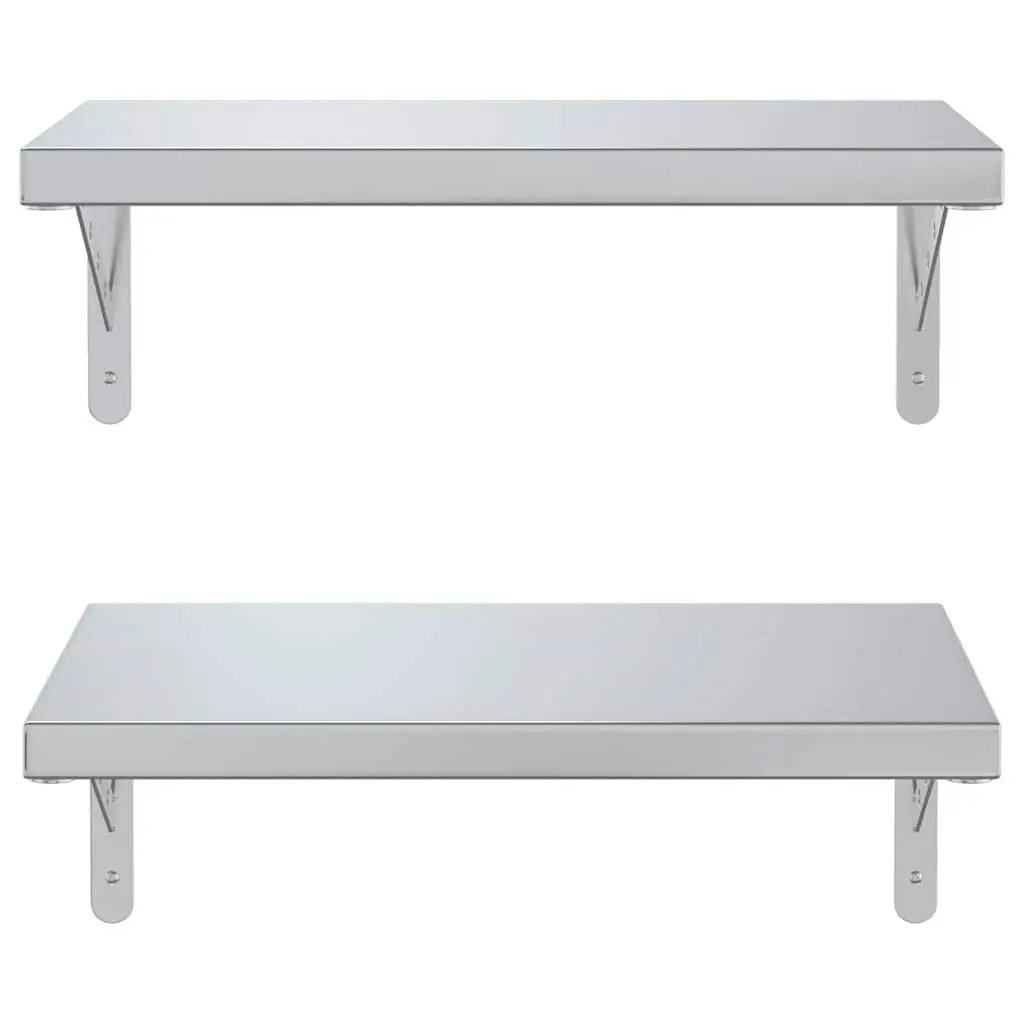 Wall Shelves Silver 50x30 cm Floating Storage Display 2 Piece