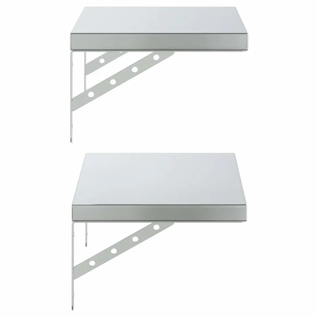 Wall Shelves Silver 50x30 cm Floating Storage Display 2 Piece