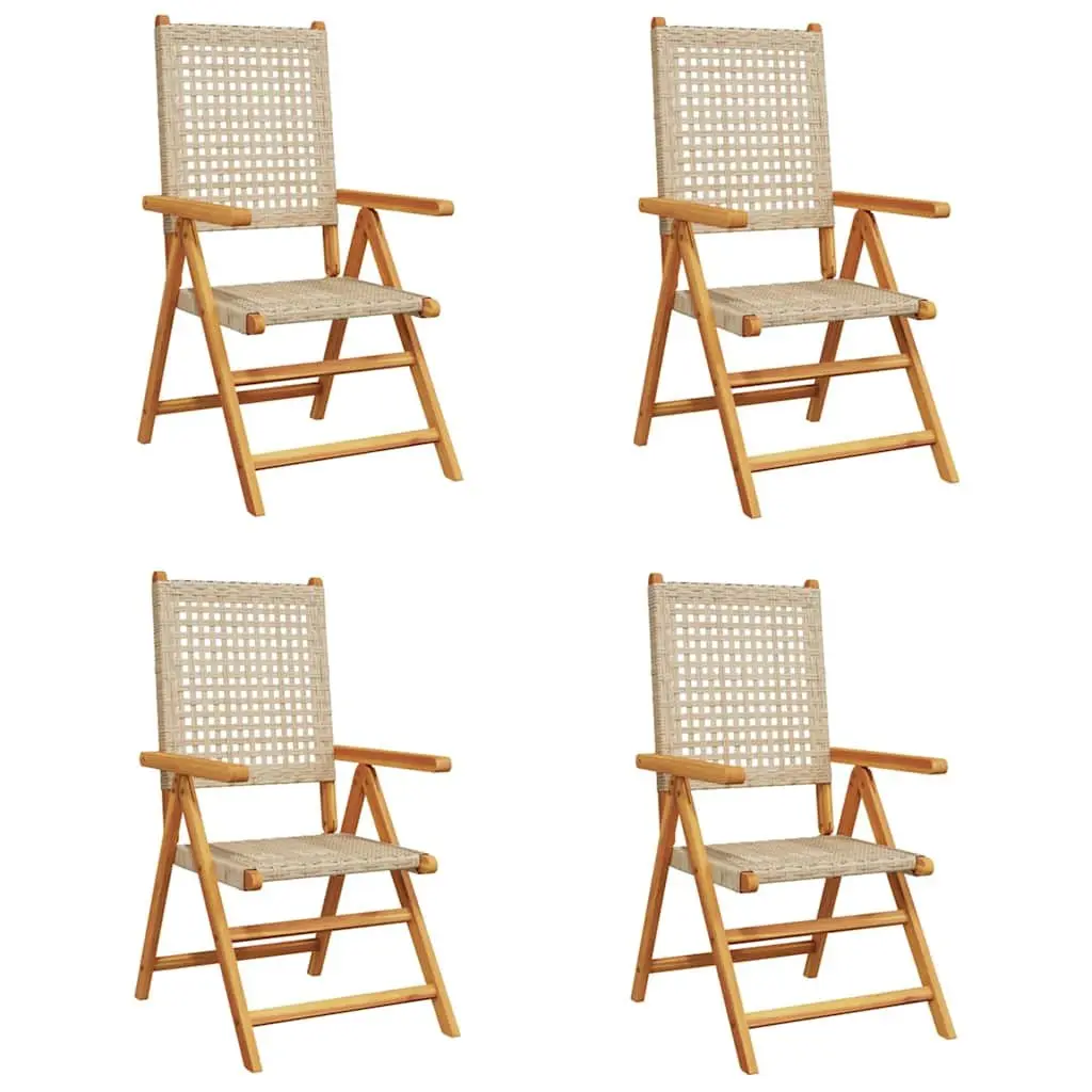 Outdoor Folding Garden Chairs Set of 4 in Beige