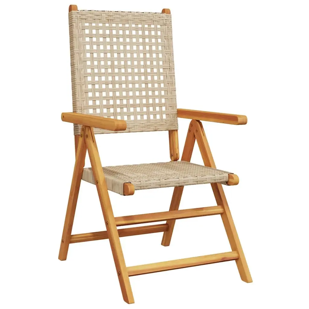 Outdoor Folding Garden Chairs Set of 4 in Beige