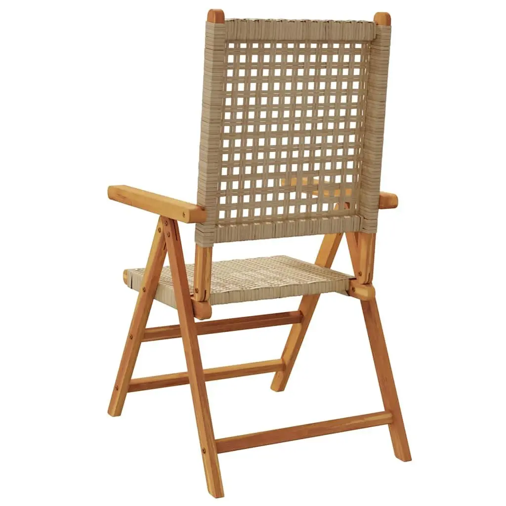 Outdoor Folding Garden Chairs Set of 4 in Beige