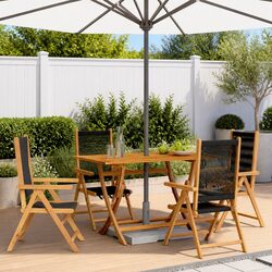 Outdoor Reclining Garden Chairs Set of 4 Black Wooden Folding Patio Seating