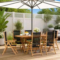 6 Pieces of Foldable Acacia Wood Reclining Chairs