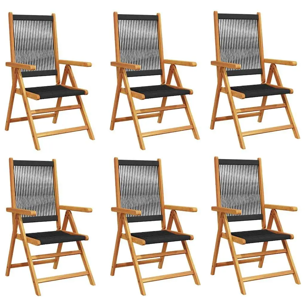 6 Pieces of Foldable Acacia Wood Reclining Chairs