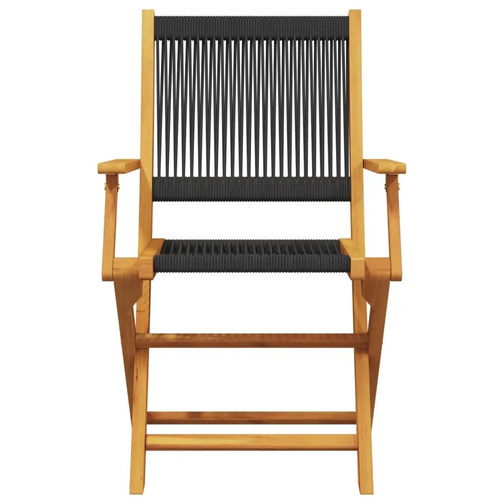 Folding Chairs Black Solid Acacia Wood Foldable Outdoor Garden Patio Balcony Seating