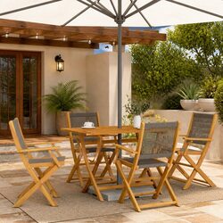 Outdoor Folding Garden Chairs 4 Pcs Grey Wood Patio Seating Set