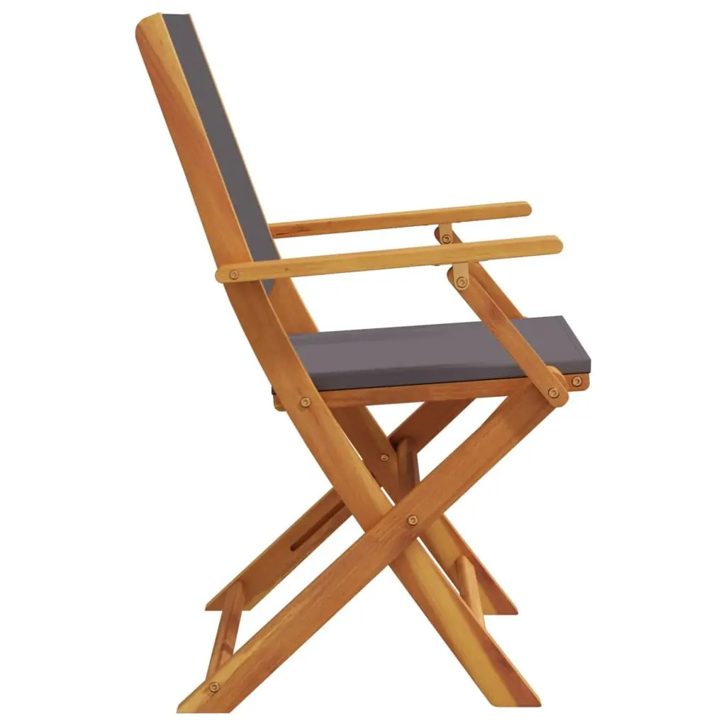 Folding Garden Chairs Anthracite 6 Piece Outdoor Seating Solid Acacia Wood Armrests