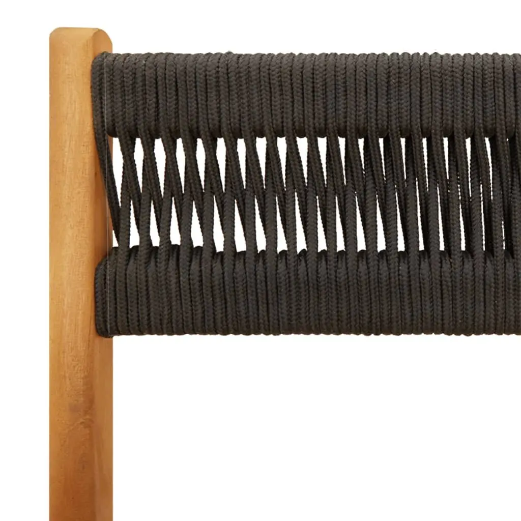 Folding Garden Chairs Black Solid Acacia Wood Outdoor Seating Set of 8
