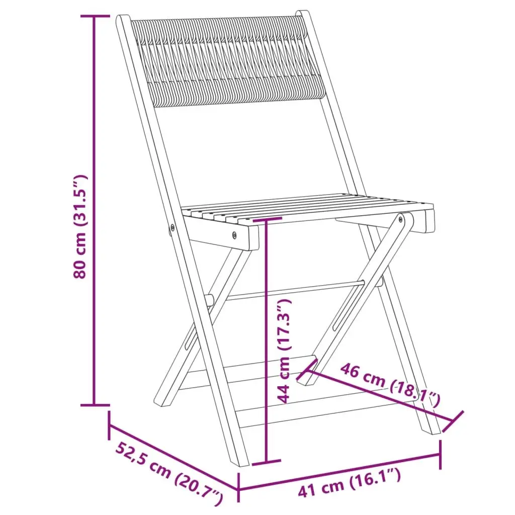 Folding Garden Chairs Black Solid Acacia Wood Outdoor Seating Set of 8
