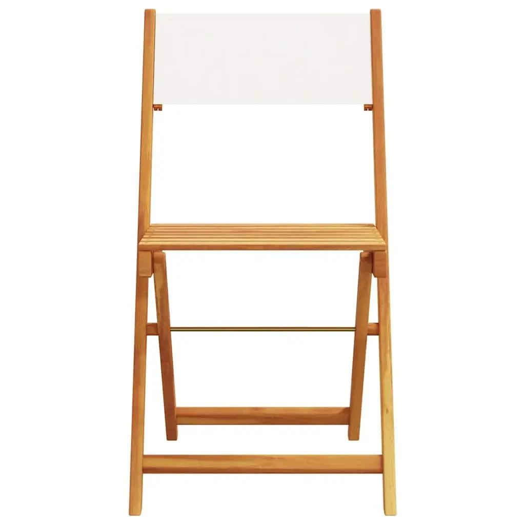 Folding Garden Chairs White Fabric Seat Solid Wood 6 Piece Outdoor Patio Seating
