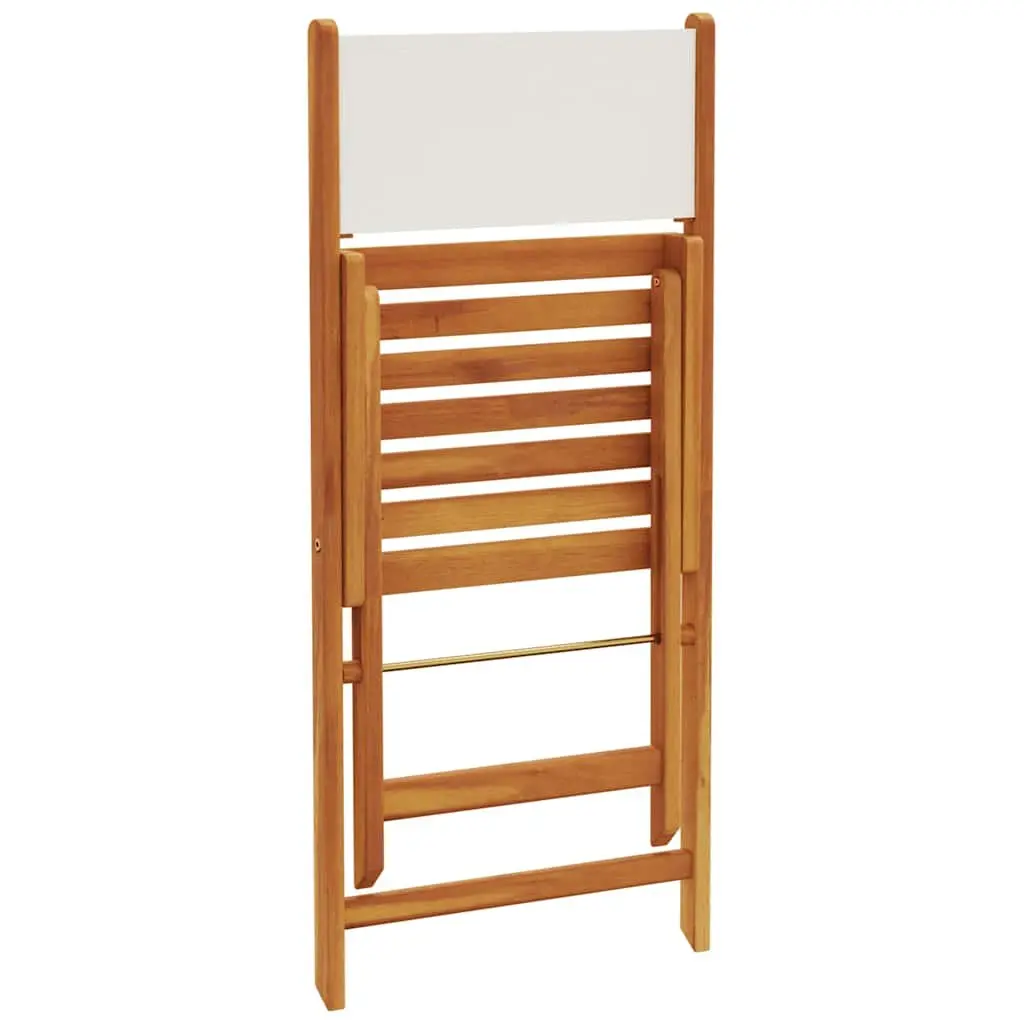 Folding Garden Chairs White Fabric Seat Solid Wood 6 Piece Outdoor Patio Seating