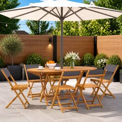Compact 6-Piece Folding Garden Chairs Set - Anthracite Color