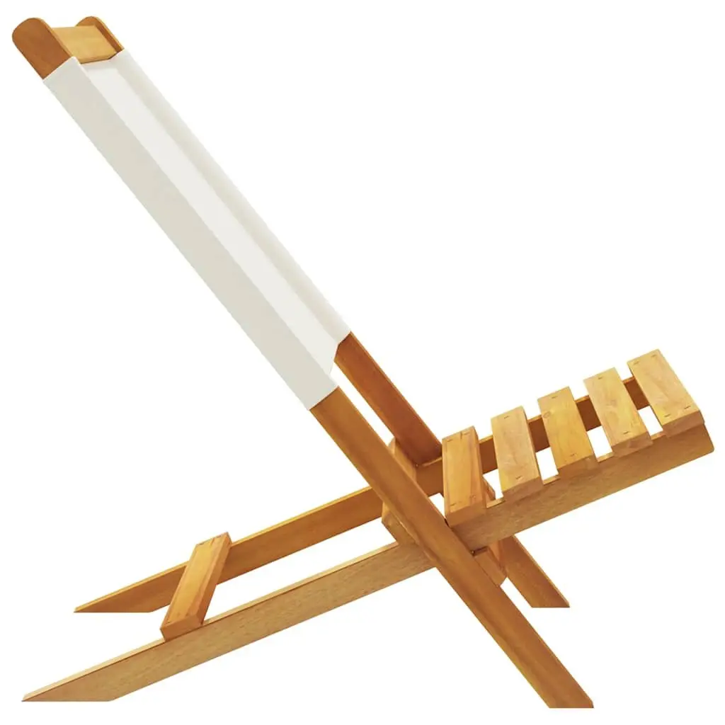 Folding Garden Chairs White 6 Piece Set Outdoor Seating Wood Fabric