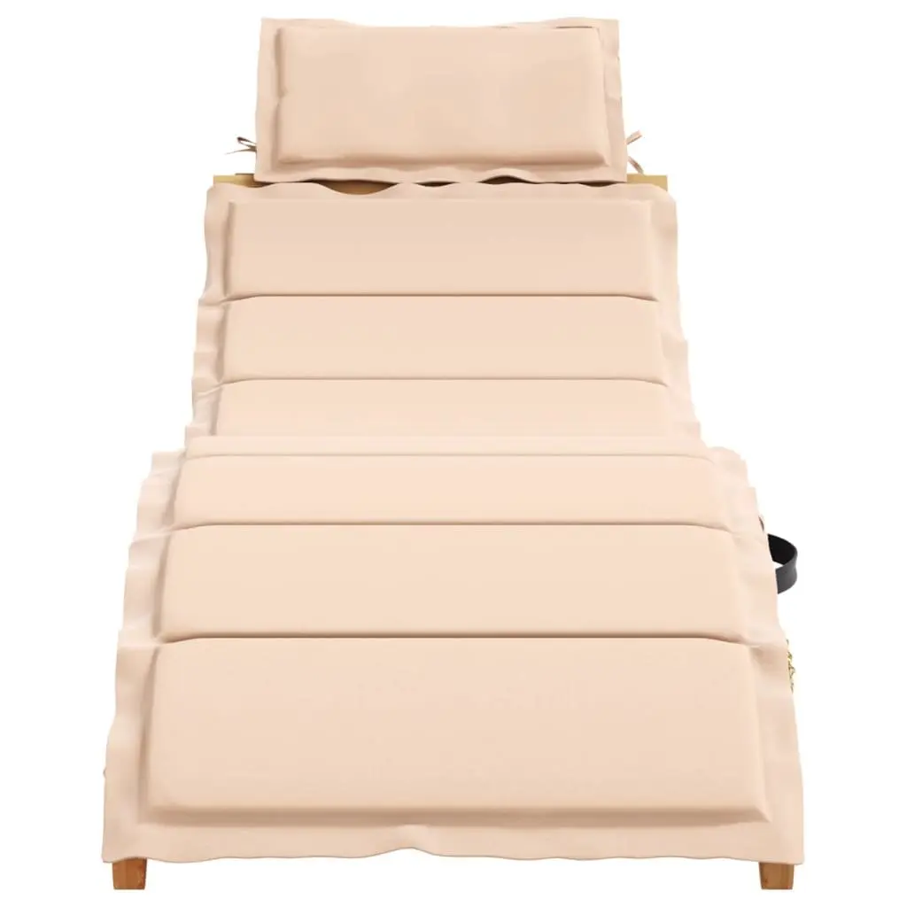 Sun Loungers with Cushions 2 pcs Beige Slatted Design Foldable Outdoor Lounge