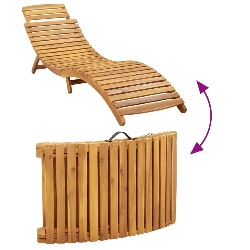 Sun Loungers with Cushions 2 pcs Beige Slatted Design Foldable Outdoor Lounge