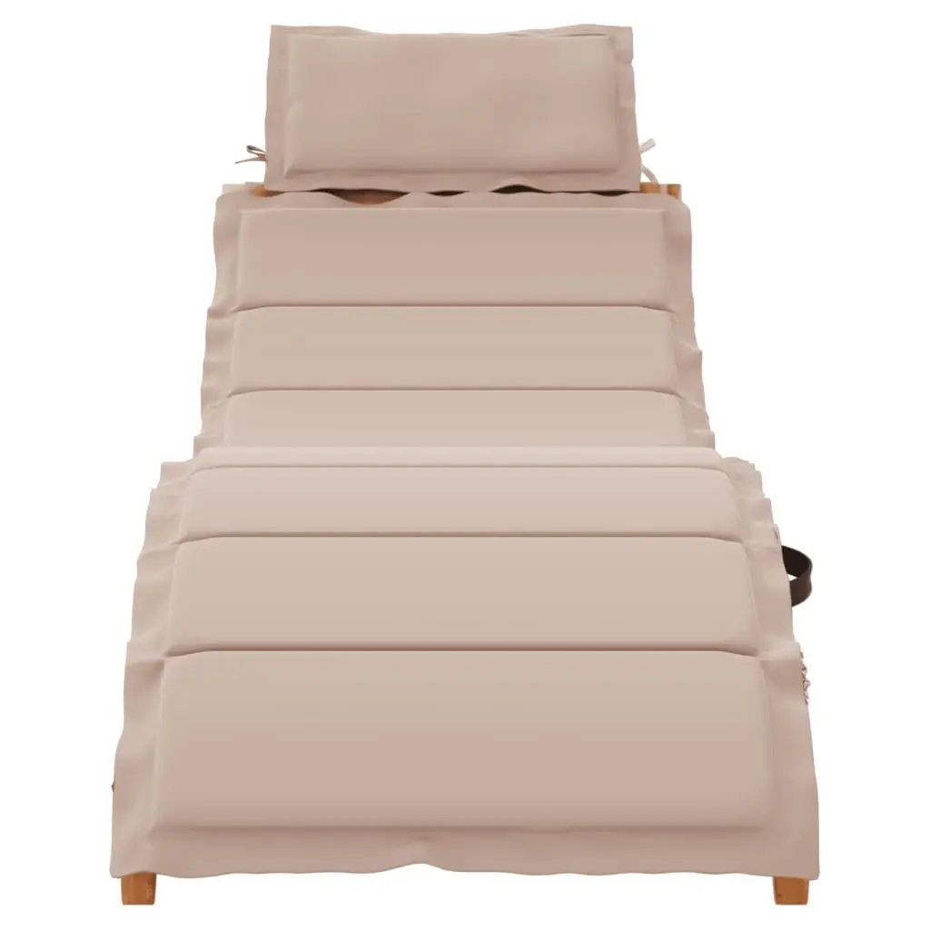 Sun Loungers Taupe 2 pcs Solid Wood Foldable with Cushions