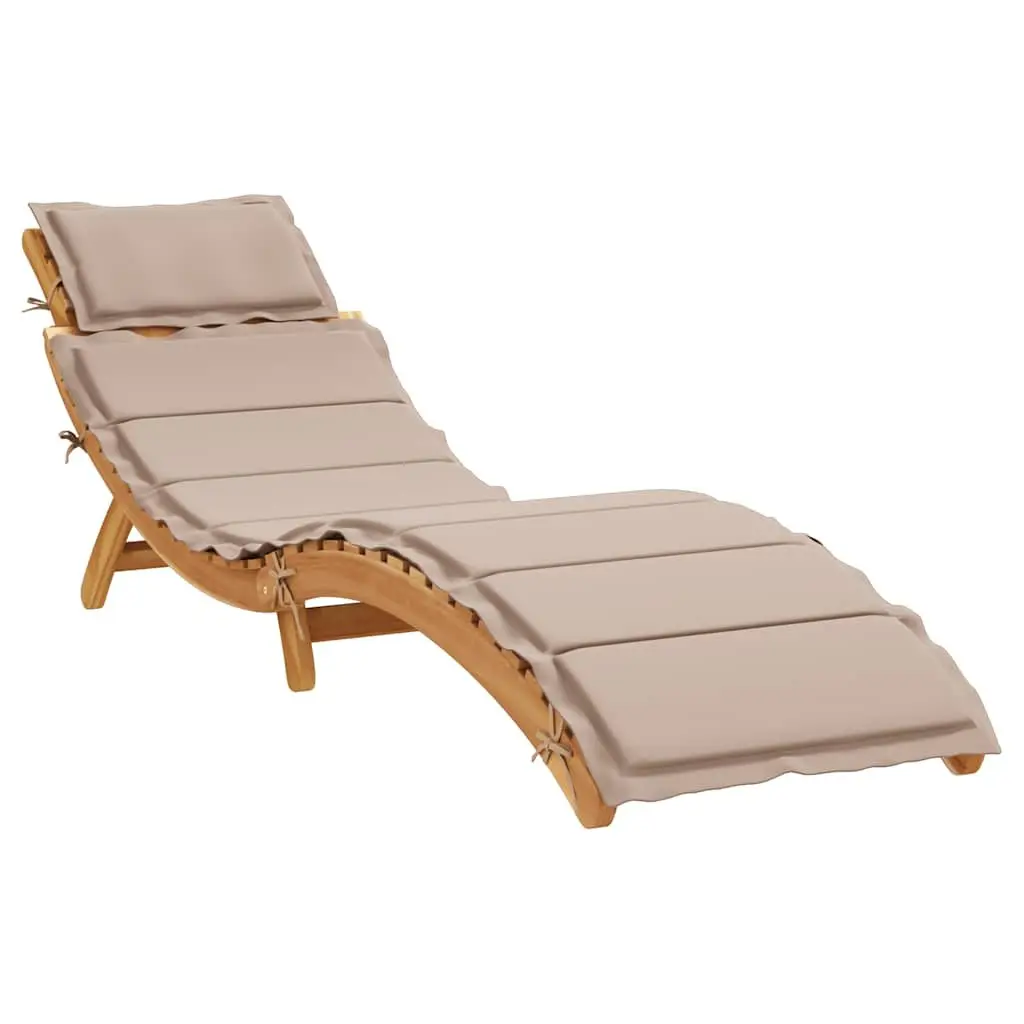 Sun Loungers Taupe 2 pcs Solid Wood Foldable with Cushions