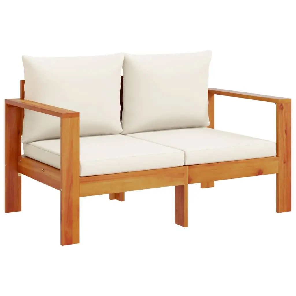 5 Piece Garden Sofa Set Outdoor Furniture Cushions Solid Wood Acacia Cream Patio