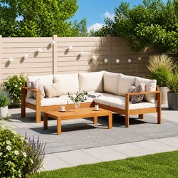 Garden Sofa Set 4 Piece Outdoor Furniture Patio Seating with Cushions Grey