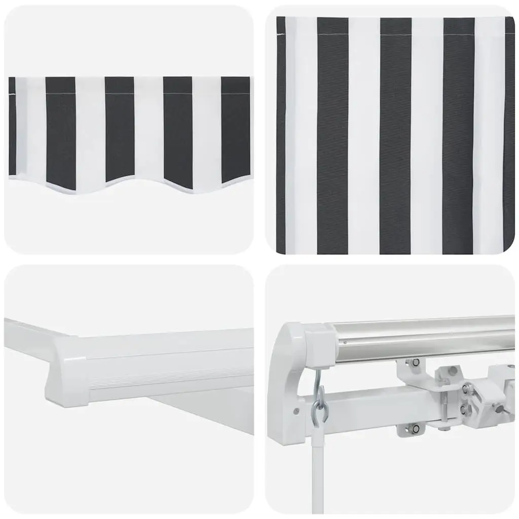 Retractable Awning Anthracite White 400x300cm Manual Crank Operation Adjustable Angle and Height