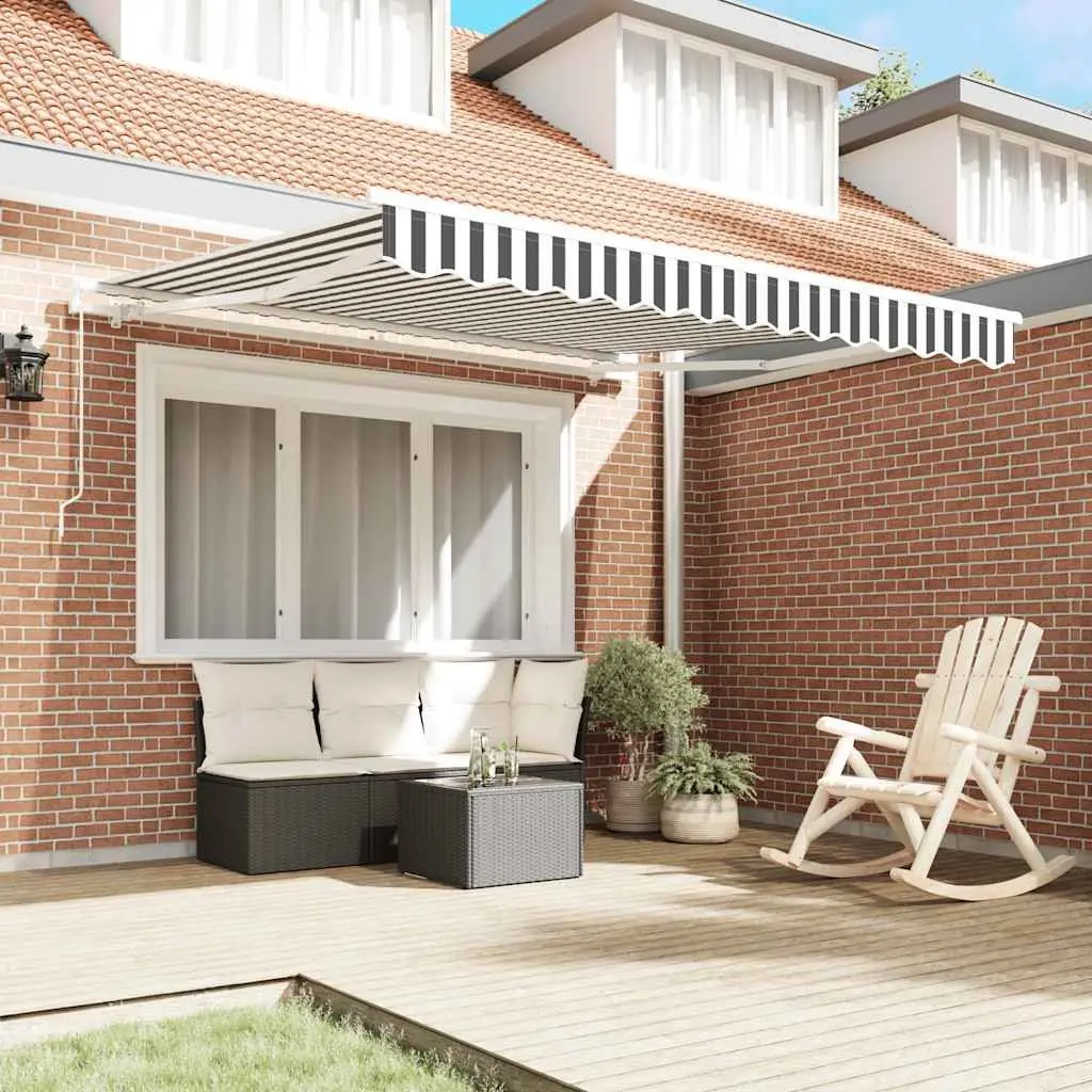 Retractable Awning Anthracite 300x250cm Manual Operation Adjustable Angle and Height