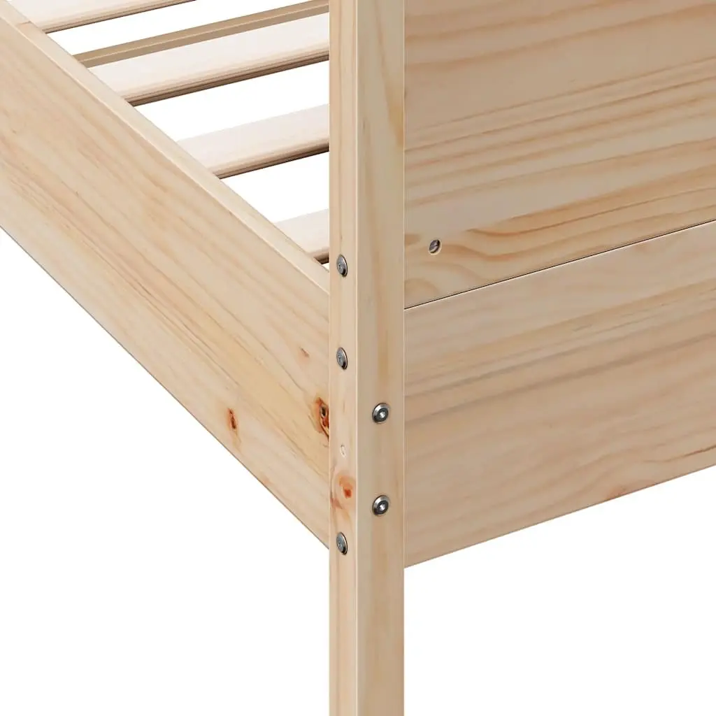 King Bed Frame Brown 183x203cm Solid Pine Wood Slatted Base Headboard Footboard