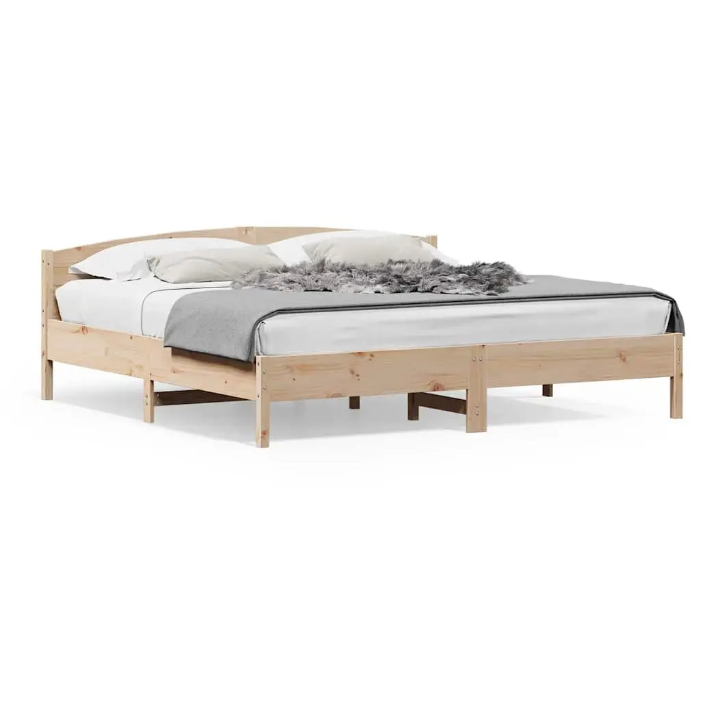Bed Frame King Size 183x203 cm Solid Pine Wood Slatted Base Bedroom Furniture