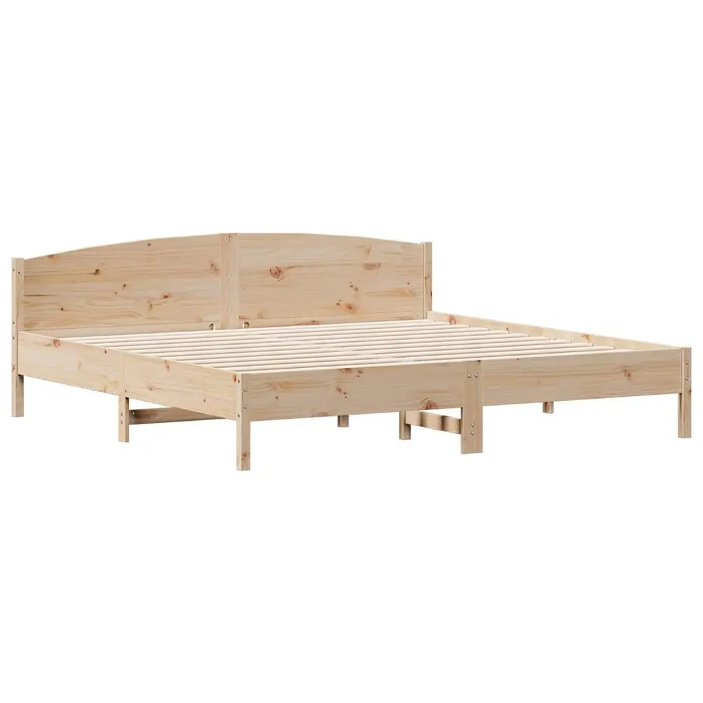 Bed Frame King Size 183x203 cm Solid Pine Wood Slatted Base Bedroom Furniture