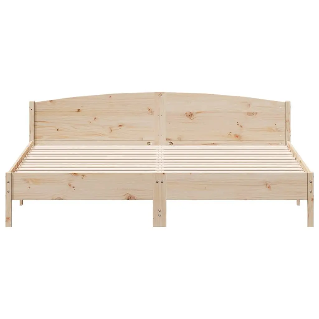 Bed Frame King Size 183x203 cm Solid Pine Wood Slatted Base Bedroom Furniture