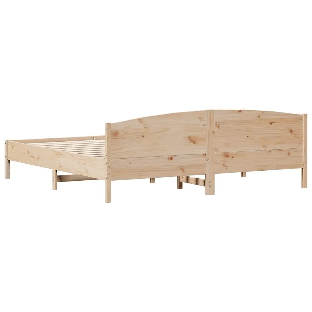 Bed Frame King Size 183x203 cm Solid Pine Wood Slatted Base Bedroom Furniture