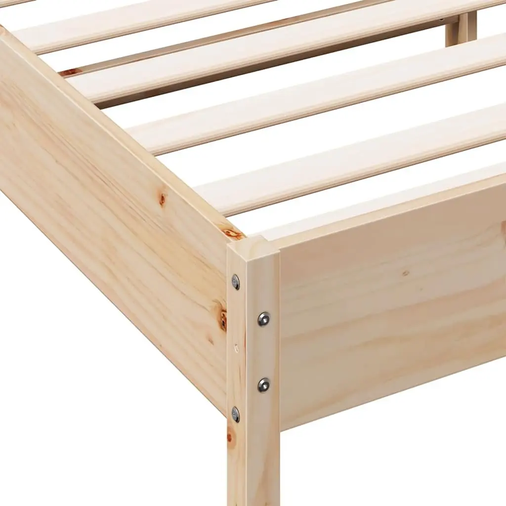 Bed Frame King Size 183x203 cm Solid Pine Wood Slatted Base Bedroom Furniture