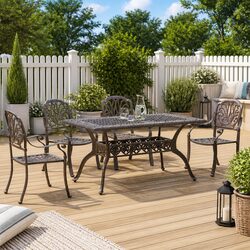 Garden Dining Set 5 Piece Outdoor Furniture Patio Table Chairs Bronze Cast