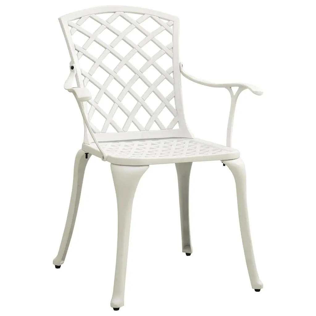 Outdoor Garden Chairs Set of 6 Cast Aluminium White Patio Dining Armchair