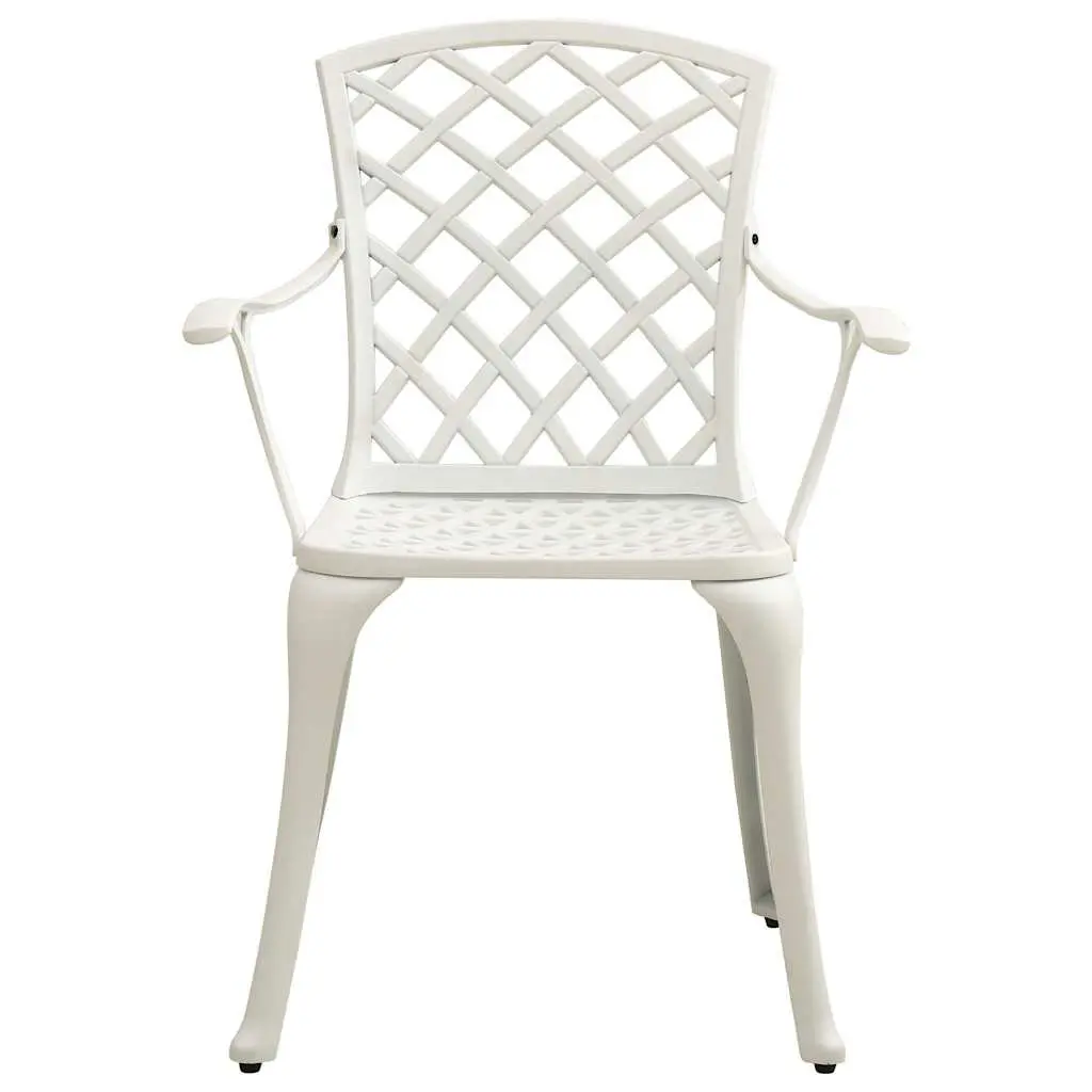 Outdoor Garden Chairs Set of 6 Cast Aluminium White Patio Dining Armchair