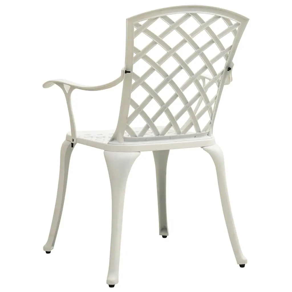 Outdoor Garden Chairs Set of 6 Cast Aluminium White Patio Dining Armchair