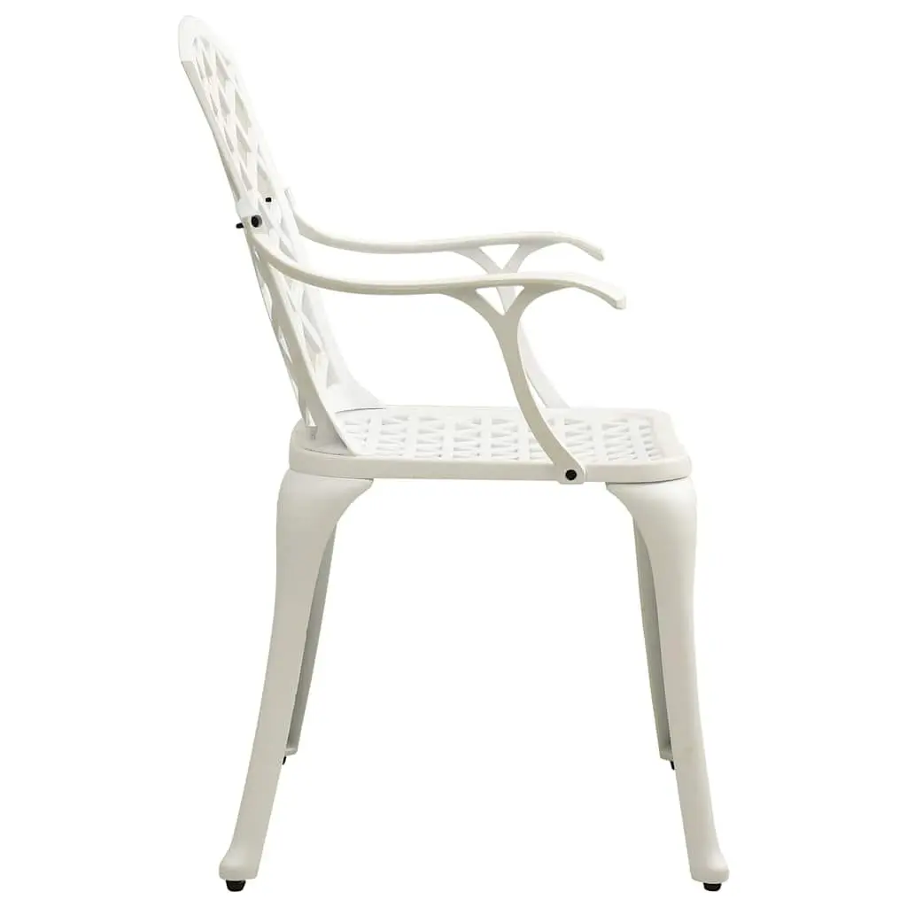 Outdoor Garden Chairs Set of 6 Cast Aluminium White Patio Dining Armchair