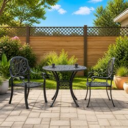 3 Piece Bistro Set Black Outdoor Garden Patio Furniture Table Chairs Balcony