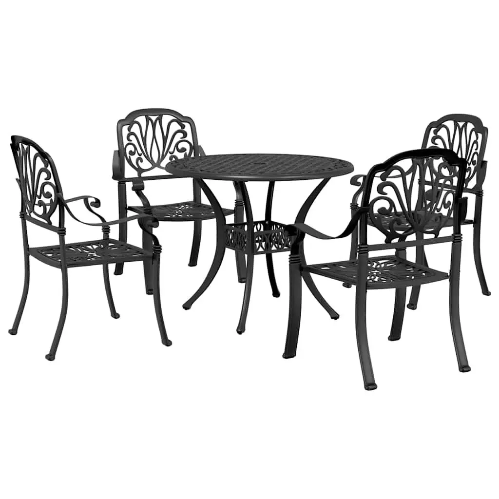 Garden Dining Set 5 Piece Black Outdoor Furniture Patio Table Chairs Backrest