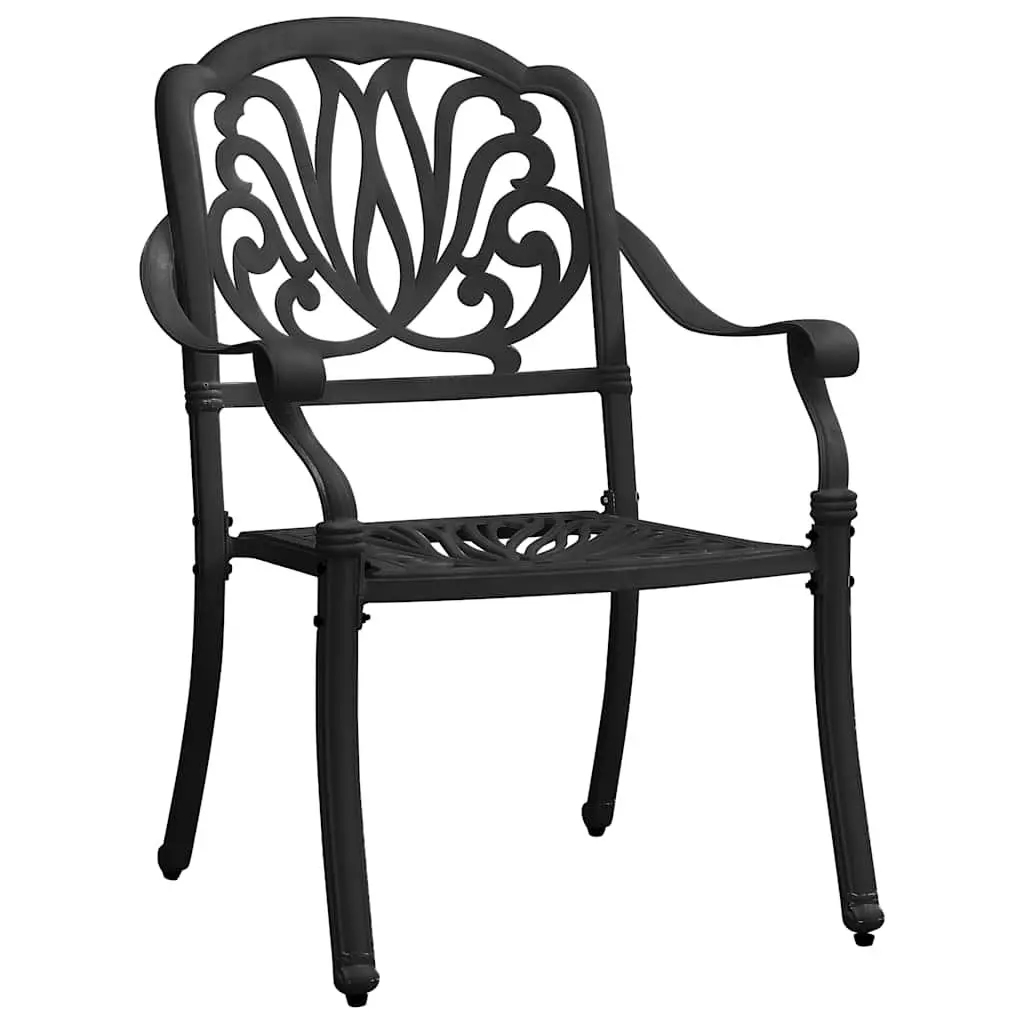 Garden Dining Set 5 Piece Black Outdoor Furniture Patio Table Chairs Backrest