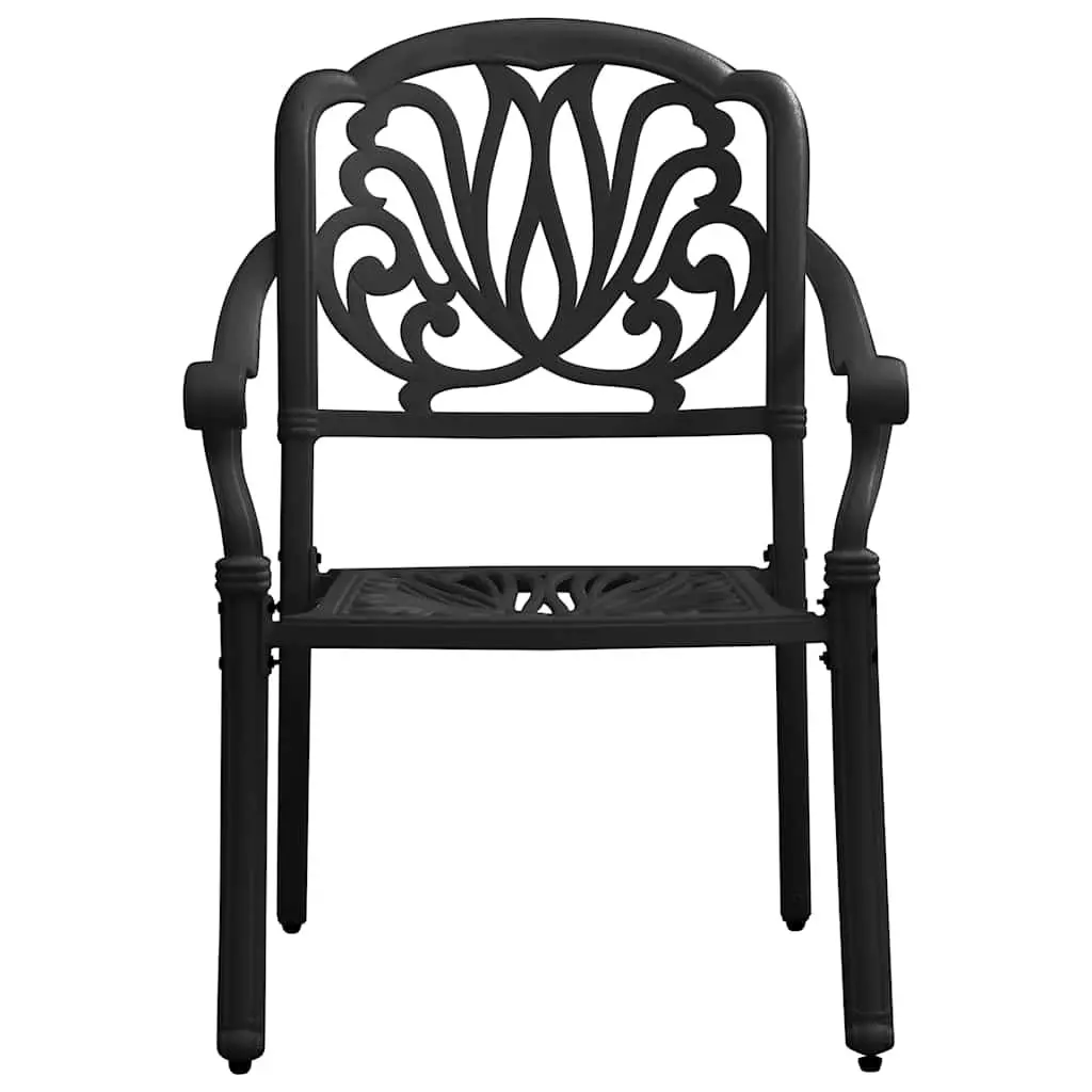 Garden Dining Set 5 Piece Black Outdoor Furniture Patio Table Chairs Backrest