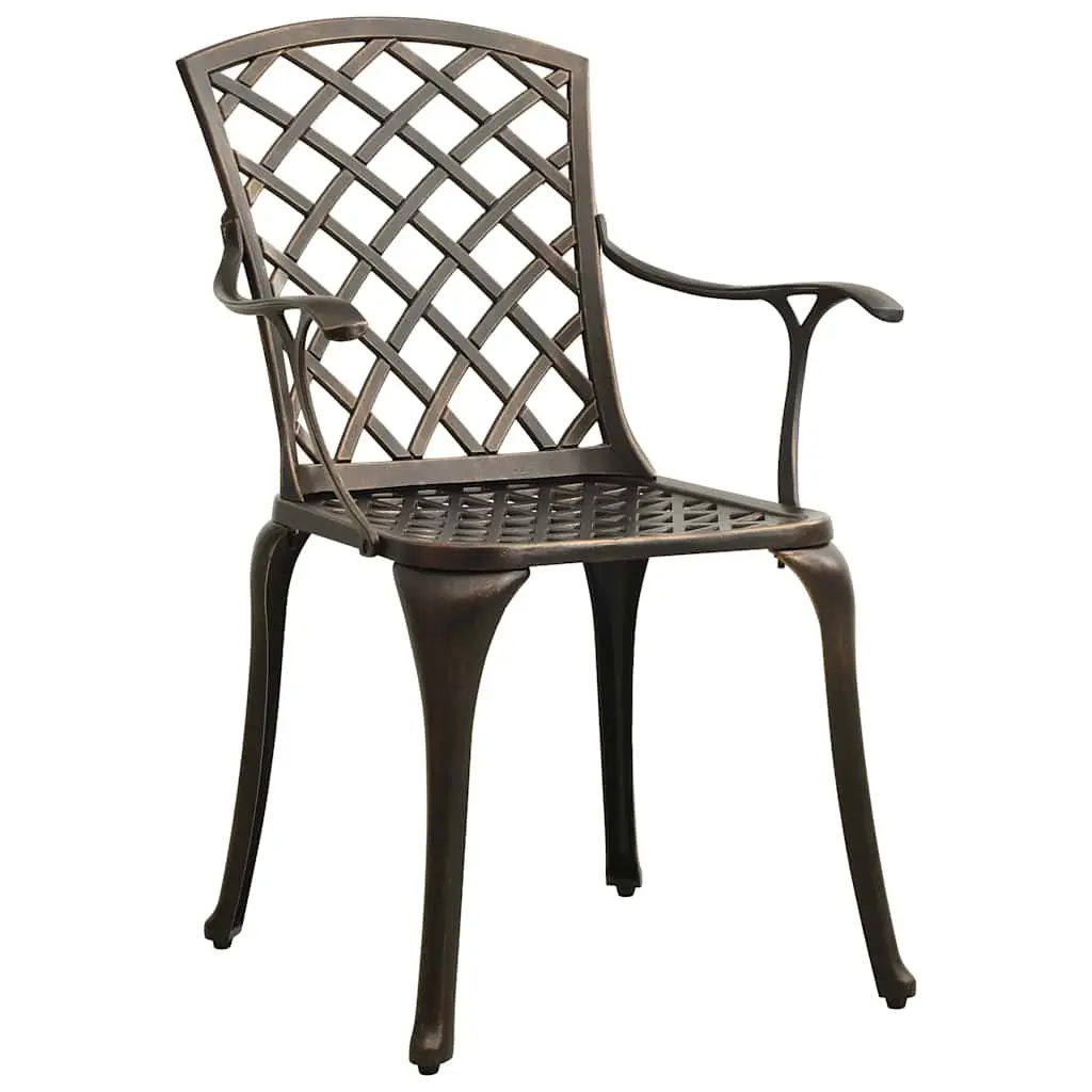 Garden Dining Set Brown 5 Piece Outdoor Patio Furniture Cast Aluminium Table