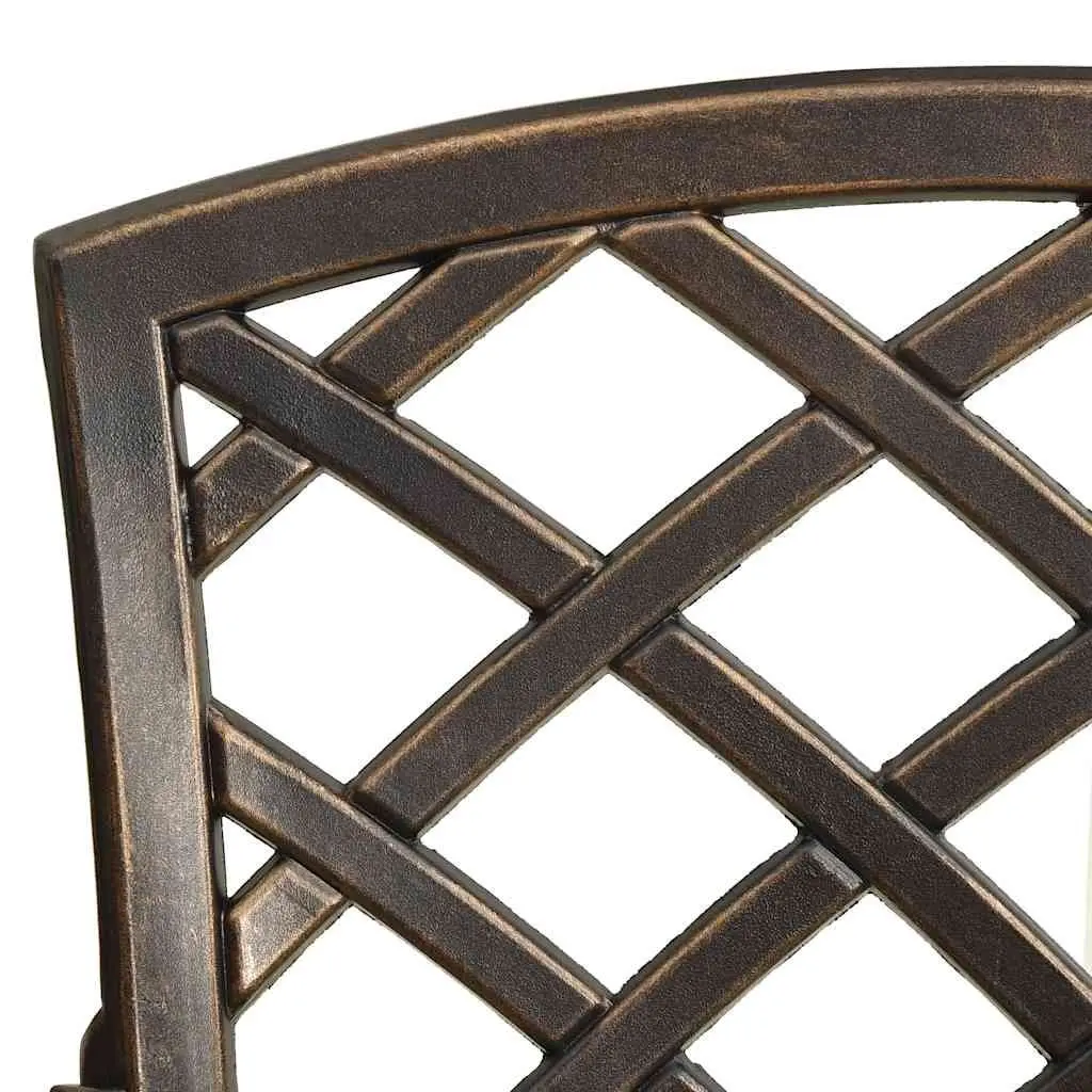 Garden Dining Set Brown 5 Piece Outdoor Patio Furniture Cast Aluminium Table